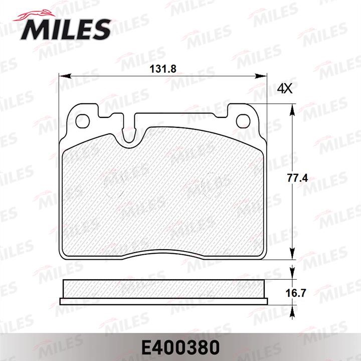 Miles E400380 Гальмівні колодки, комплект E400380: Купити в Україні - Добра ціна на EXIST.UA!