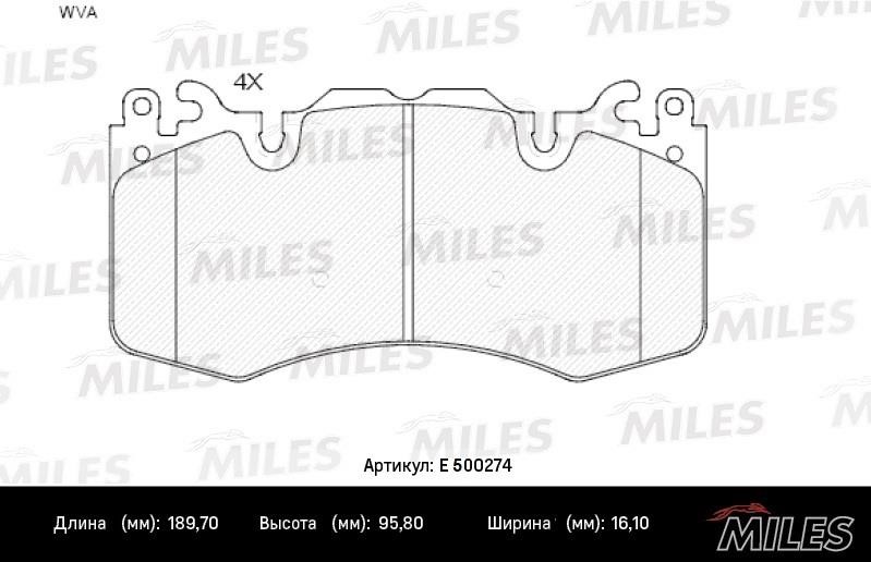 Miles E500274 Гальмівні колодки, комплект E500274: Купити в Україні - Добра ціна на EXIST.UA!