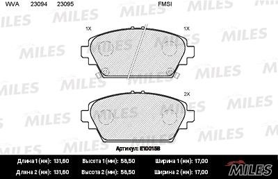 Miles E100158 Колодки гальмівні, комплект E100158: Купити в Україні - Добра ціна на EXIST.UA!