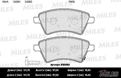 Miles E100163 Колодки гальмівні, комплект E100163: Купити в Україні - Добра ціна на EXIST.UA!