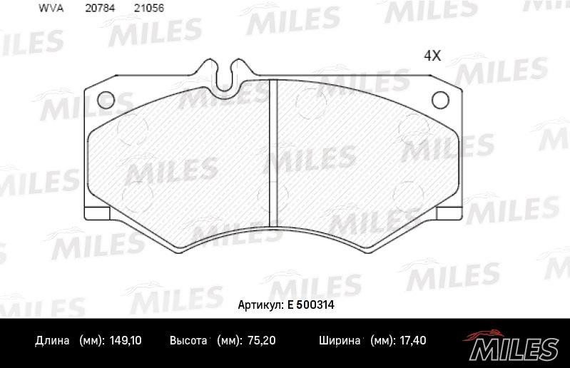 Miles E500314 Гальмівні колодки, комплект E500314: Купити в Україні - Добра ціна на EXIST.UA!