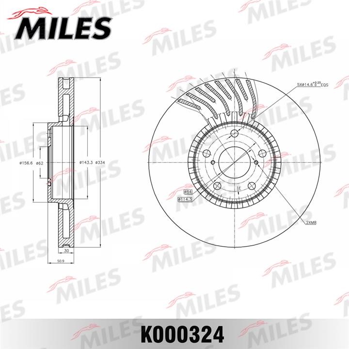 Miles K000324 Диск гальмівний передній вентильований K000324: Приваблива ціна - Купити в Україні на EXIST.UA!