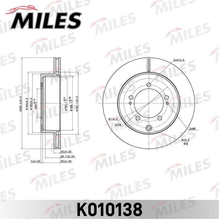 Miles K010138 Диск гальмівний задній вентильований K010138: Купити в Україні - Добра ціна на EXIST.UA!
