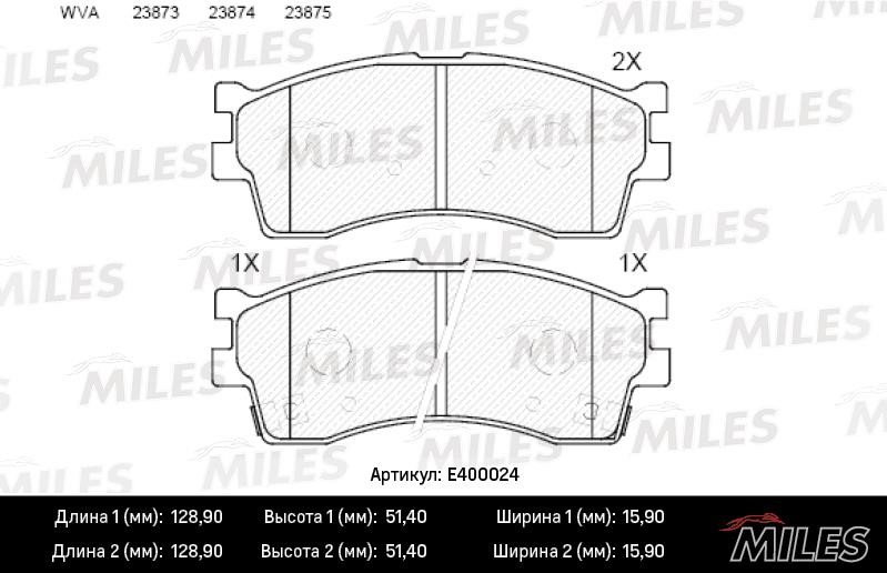 Miles E400024 Гальмівні колодки, комплект E400024: Купити в Україні - Добра ціна на EXIST.UA!