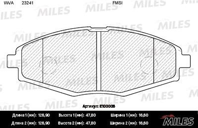 Miles E100006 Колодки гальмівні, комплект E100006: Купити в Україні - Добра ціна на EXIST.UA!