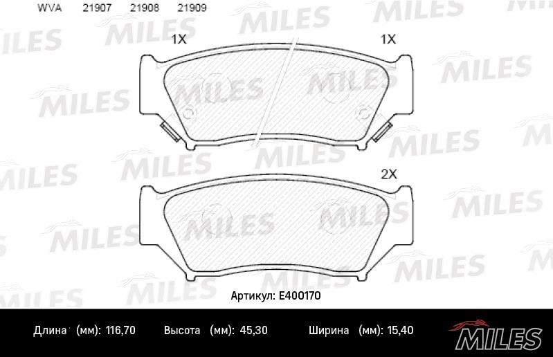 Miles E400170 Гальмівні колодки, комплект E400170: Купити в Україні - Добра ціна на EXIST.UA!