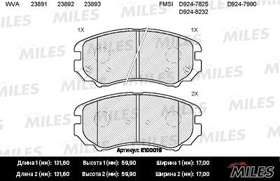 Miles E100019 Колодки гальмівні, комплект E100019: Купити в Україні - Добра ціна на EXIST.UA!
