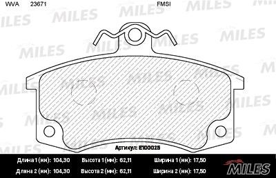 Miles E100025 Колодки гальмівні, комплект E100025: Купити в Україні - Добра ціна на EXIST.UA!