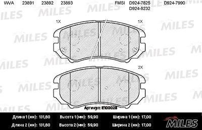 Miles E100028 Гальмівні колодки передні, комплект E100028: Купити в Україні - Добра ціна на EXIST.UA!
