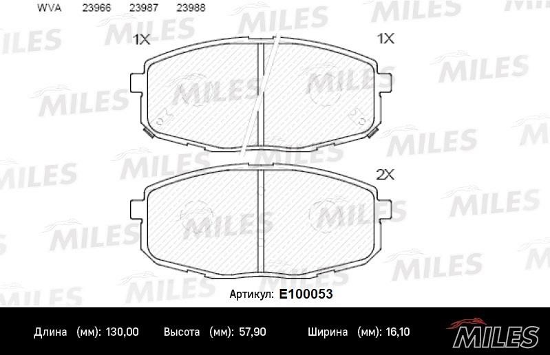 Miles E100053 Колодки гальмівні, комплект E100053: Купити в Україні - Добра ціна на EXIST.UA!