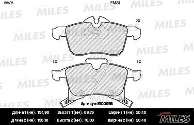 Miles E100058 Колодки гальмівні, комплект E100058: Купити в Україні - Добра ціна на EXIST.UA!