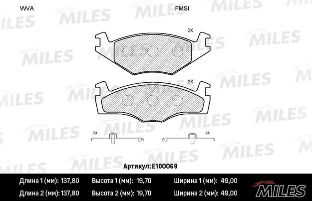 Miles E100069 Колодки гальмівні, комплект E100069: Купити в Україні - Добра ціна на EXIST.UA!