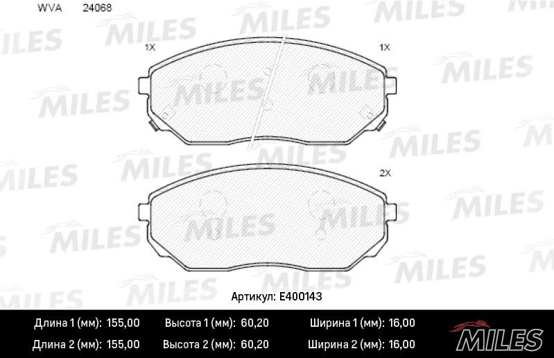 Miles E400143 Гальмівні колодки, комплект E400143: Купити в Україні - Добра ціна на EXIST.UA!