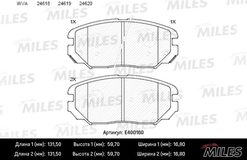 Miles E400160 Гальмівні колодки, комплект E400160: Купити в Україні - Добра ціна на EXIST.UA!