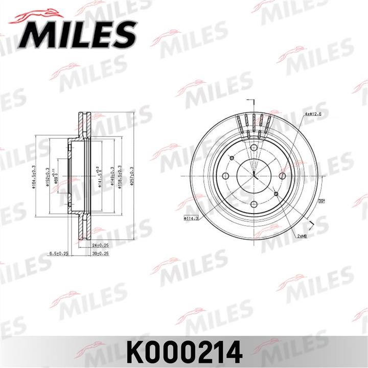 Miles K000214 Диск гальмівний передній вентильований K000214: Купити в Україні - Добра ціна на EXIST.UA!