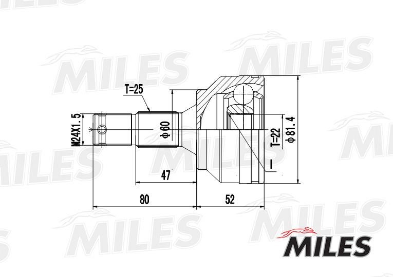 Шарнір рівних кутових швидкостей (ШРКШ) Miles GA20378