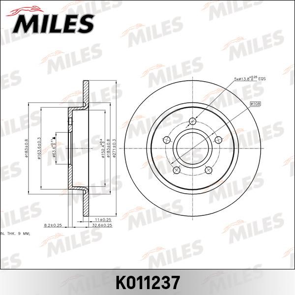 Miles K011237 Диск гальмівний задній невентильований K011237: Купити в Україні - Добра ціна на EXIST.UA!