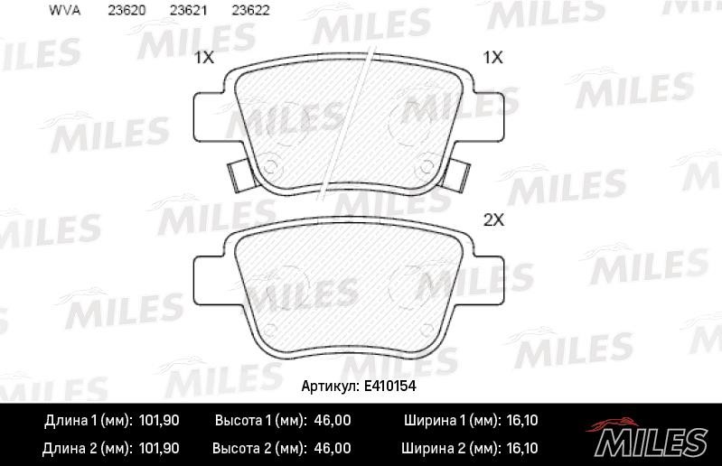 Miles E410154 Гальмівні колодки, комплект E410154: Купити в Україні - Добра ціна на EXIST.UA!