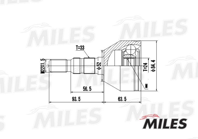 Шарнір рівних кутових швидкостей (ШРКШ) Miles GA20345