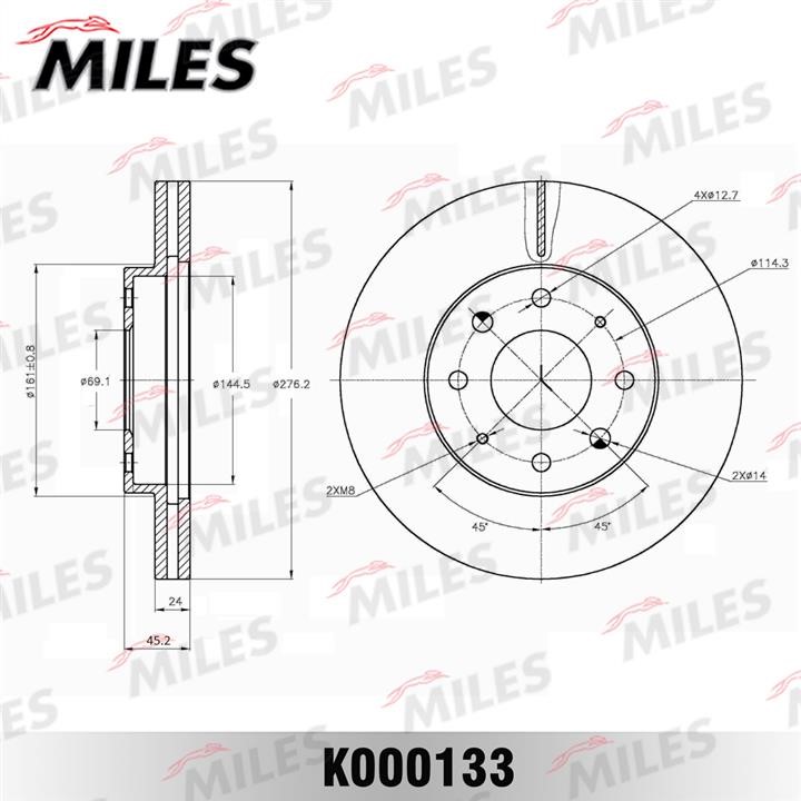 Miles K000133 Диск гальмівний передній вентильований K000133: Купити в Україні - Добра ціна на EXIST.UA!