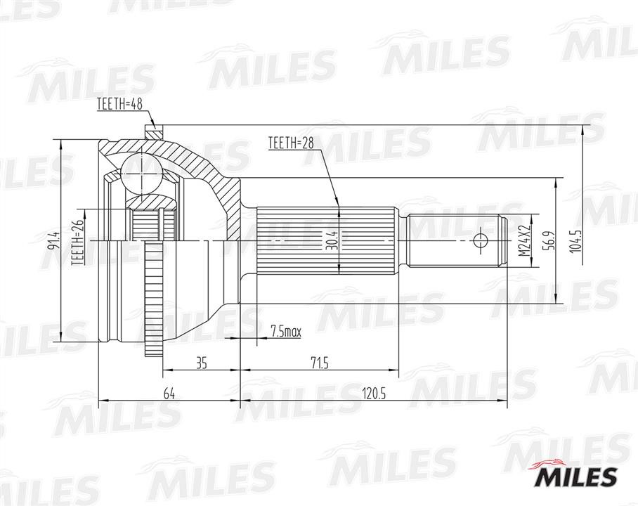 Miles GA20124 Шарнір рівних кутових швидкостей (ШРКШ) GA20124: Купити в Україні - Добра ціна на EXIST.UA!