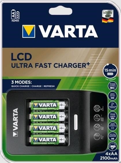 Varta 57685101441 Зарядний пристрій LCD Ultra Fast Plus Charger + 4xAA 2100 mAh 57685101441: Купити в Україні - Добра ціна на EXIST.UA!