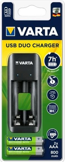 Varta 57651201421 Зарядний пристрій Value USB Duo Charger+2xAAA 800 mAh 57651201421: Приваблива ціна - Купити в Україні на EXIST.UA!