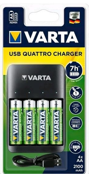 Varta 57652101451 Зарядний пристрій Value USB Quattro Charger + 4 AA 2100 mAh 57652101451: Купити в Україні - Добра ціна на EXIST.UA!
