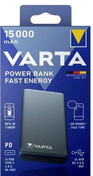 Varta 57982101111 Універсальна літієва батарея Power Bank Fast Energy 15000 mAh, сіра 57982101111: Купити в Україні - Добра ціна на EXIST.UA!