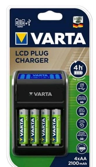 Varta 57687101441 Зарядний пристрій LCD Plug Charger + 4xAA 2100 mAh 57687101441: Купити в Україні - Добра ціна на EXIST.UA!