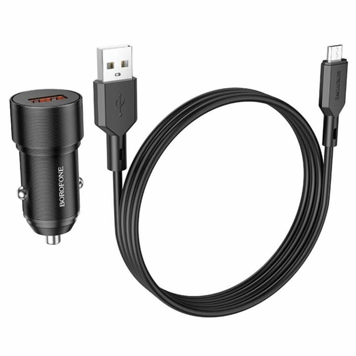 Borofone BZ19AMB USB зарядка для авто Borofone BZ19A Wisdom single port QC3.0 car charger set(Micro) Black BZ19AMB: Купити в Україні - Добра ціна на EXIST.UA!