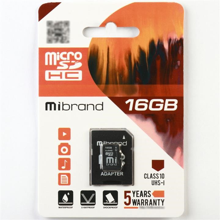 Mibrand MICDHU1/16GB-A Карта MicroSDHC (UHS-1) Mibrand 16Gb class 10 (adapter SD) MICDHU116GBA: Купити в Україні - Добра ціна на EXIST.UA!