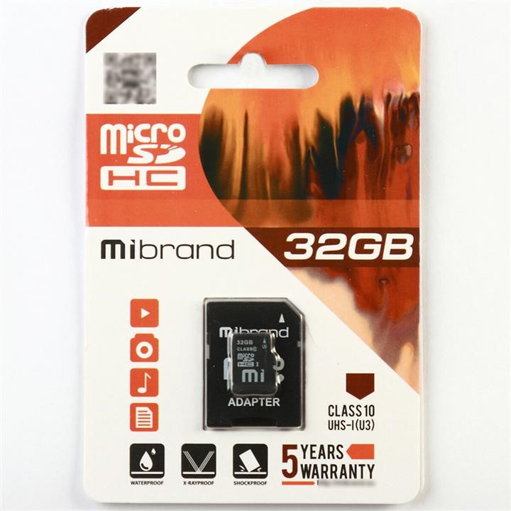 Mibrand MICDHU3/32GB-A Карта MicroSDHC (UHS-1 U3) Mibrand 32Gb class 10 (adapter SD) MICDHU332GBA: Купити в Україні - Добра ціна на EXIST.UA!
