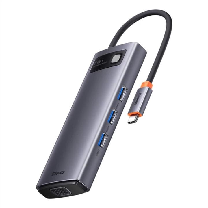 Baseus CAHUB-CW0G USB-Хаб Baseus Metal Gleam Series 6-in-1 Multifunctional （Type-C to HDMI*1+USB3.0*3+PD*1+RJ45*1) CAHUBCW0G: Купити в Україні - Добра ціна на EXIST.UA!
