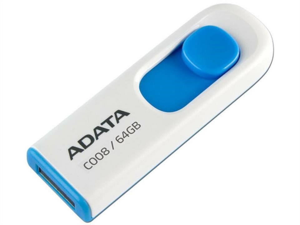 ADATA AC008-64G-RWE Накопичувач Flash A-DATA USB 2.0 C008 64Gb White/Blue AC00864GRWE: Купити в Україні - Добра ціна на EXIST.UA!