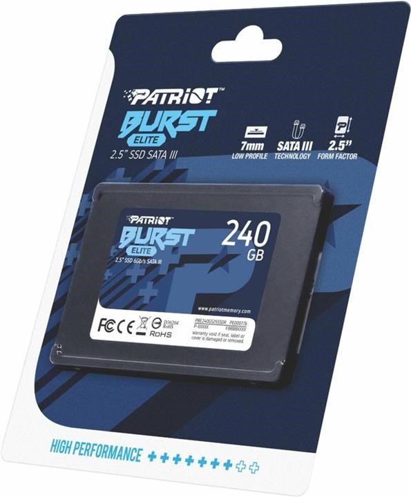 Patriot PBE240GS25SSDR SSD-накопичувач Patriot Burst Elite 240GB 2.5&quot; 7mm SATAIII TLC 3D PBE240GS25SSDR: Купити в Україні - Добра ціна на EXIST.UA!