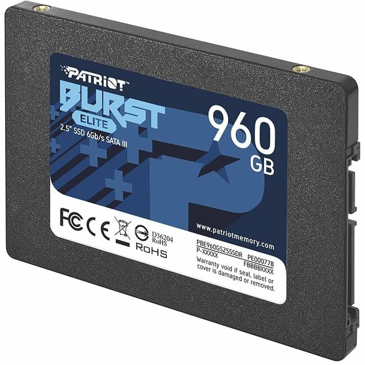 Patriot PBE960GS25SSDR SSD-накопичувач Patriot Burst Elite 960GB 2.5&quot; 7mm SATAIII TLC 3D PBE960GS25SSDR: Приваблива ціна - Купити в Україні на EXIST.UA!
