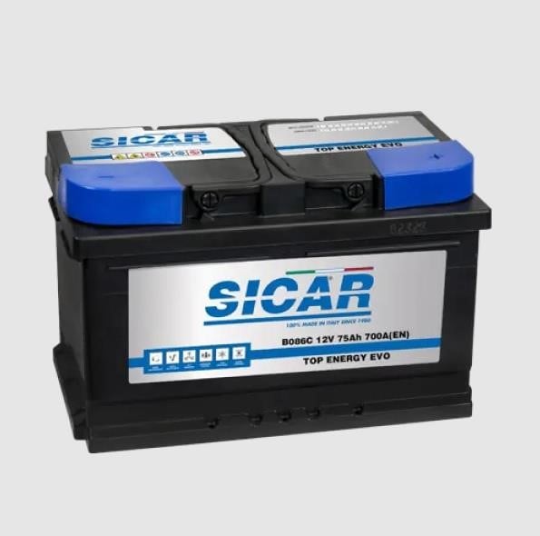 Sicar B086C Акумулятор SICAR Top Energy Evo 12B Ca/Ca + Silver 75Ач 700А(EN) R+ B086C: Приваблива ціна - Купити в Україні на EXIST.UA!