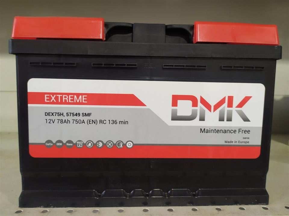 DMK DEX75H Акумулятор DMK DMK Extreme 12B Са/Са 78Ач 750А(EN) R+ DEX75H: Приваблива ціна - Купити в Україні на EXIST.UA!