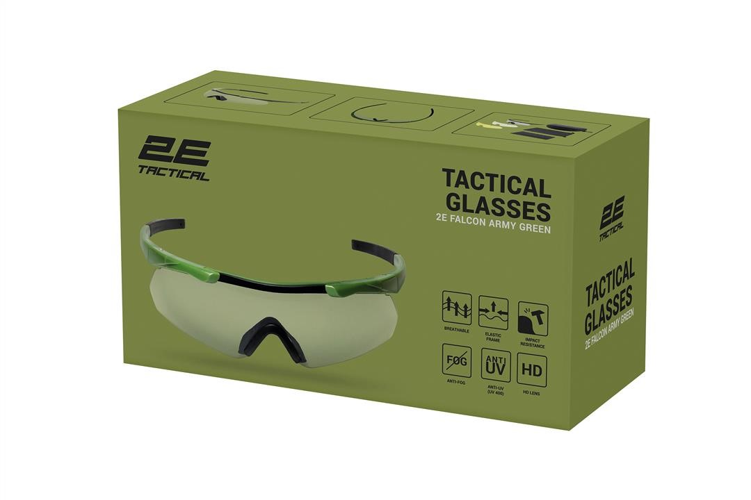 2E Tactical Окуляри Тактичні, Захисні Falcon Army Green З Eva-Футляром, 3 Лінзи – ціна 801 UAH