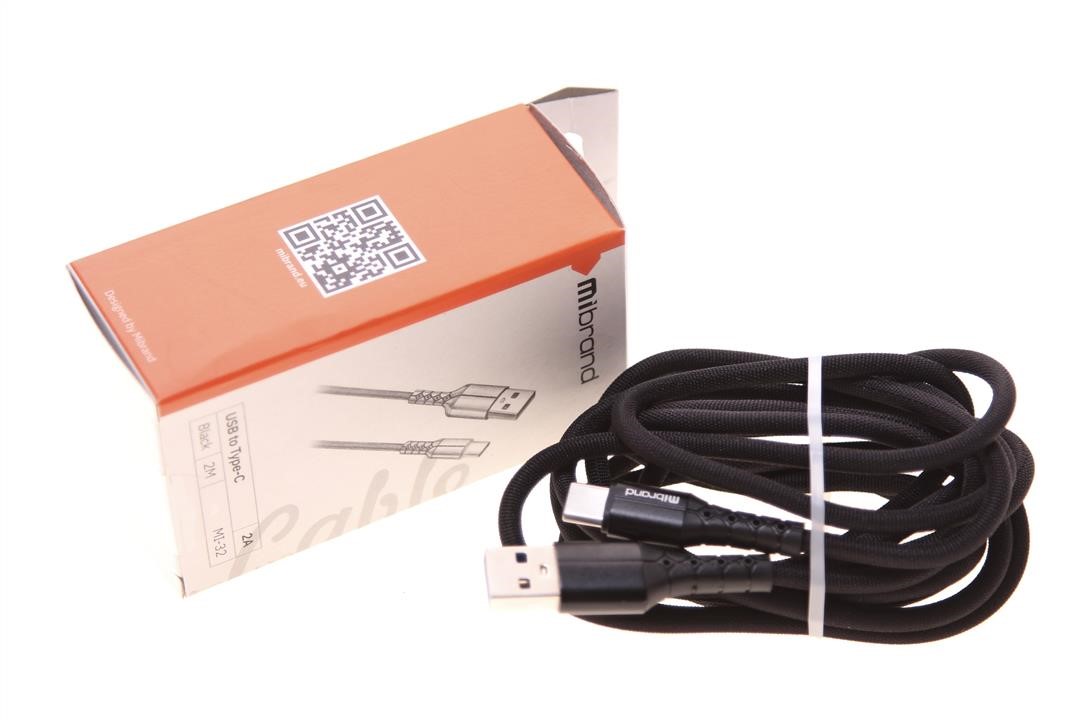 Кабель Mibrand MI-32 Nylon Charging Line USB for Type-C 2A 2m Black Mibrand MIDC&#x2F;322TB