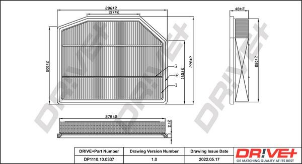 Dr!ve+ DP1110.10.0337 Повітряний фільтр DP1110100337: Купити в Україні - Добра ціна на EXIST.UA!