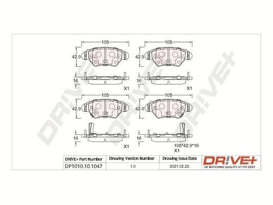 Dr!ve+ DP1010.10.1047 Гальмівні колодки задні, комплект DP1010101047: Купити в Україні - Добра ціна на EXIST.UA!