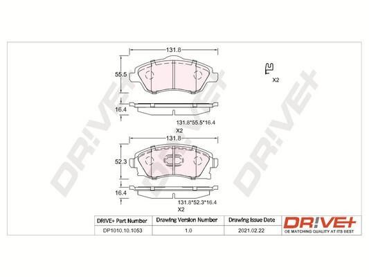Dr!ve+ DP1010.10.1053 Гальмівні колодки передні, комплект DP1010101053: Купити в Україні - Добра ціна на EXIST.UA!