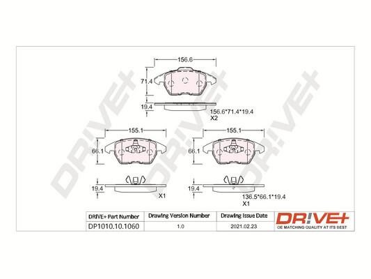 Dr!ve+ DP1010.10.1060 Гальмівні колодки передні, комплект DP1010101060: Купити в Україні - Добра ціна на EXIST.UA!