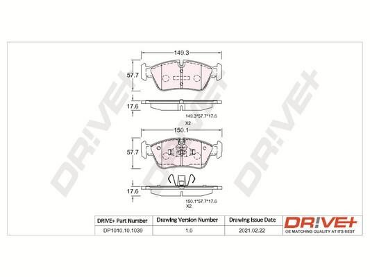 Dr!ve+ DP1010.10.1039 Гальмівні колодки передні, комплект DP1010101039: Купити в Україні - Добра ціна на EXIST.UA!