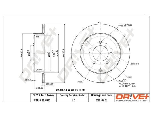 Dr!ve+ DP1010.11.0300 Диск гальмівний задній невентильований DP1010110300: Купити в Україні - Добра ціна на EXIST.UA!
