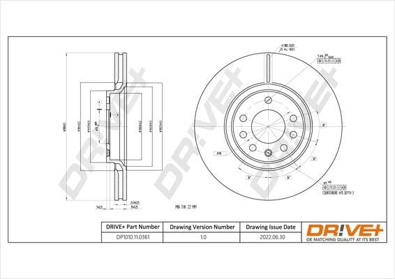 Dr!ve+ DP1010.11.0361 Диск гальмівний передній вентильований DP1010110361: Купити в Україні - Добра ціна на EXIST.UA!