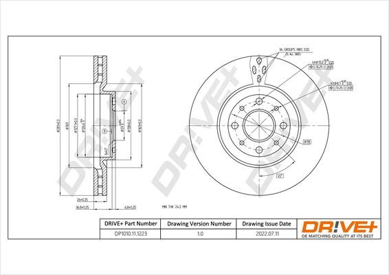 Dr!ve+ DP1010.11.1223 Диск гальмівний передній вентильований DP1010111223: Купити в Україні - Добра ціна на EXIST.UA!
