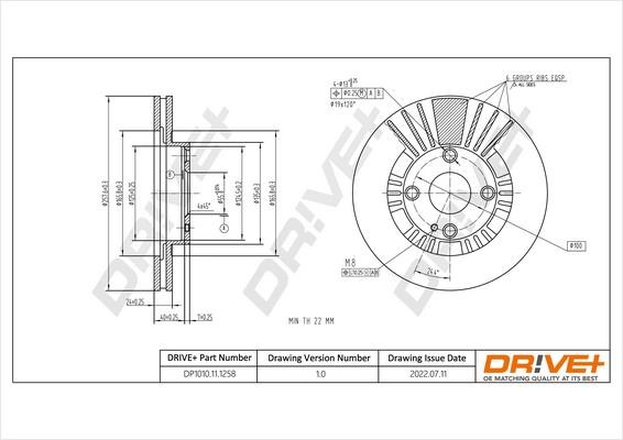 Dr!ve+ DP1010.11.1258 Диск гальмівний передній вентильований DP1010111258: Купити в Україні - Добра ціна на EXIST.UA!